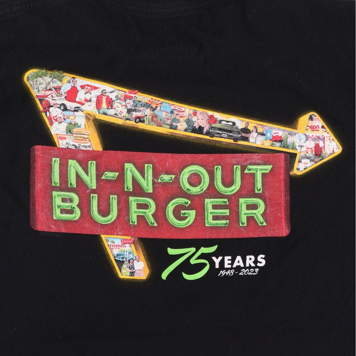 IN-N-OUT BURGER In-N-Out Burger Advertising T-shirt Made in USA Men's M size cotton black type Vintage Second Hand