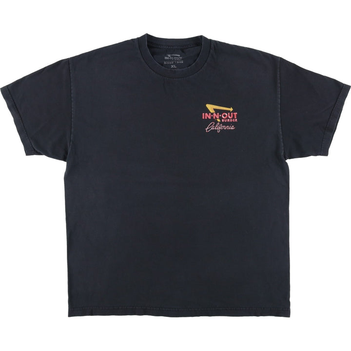 IN-N-OUT BURGER In-and-Out Burger Advertising T-shirt Men's XL size cotton black type Vintage Second Hand