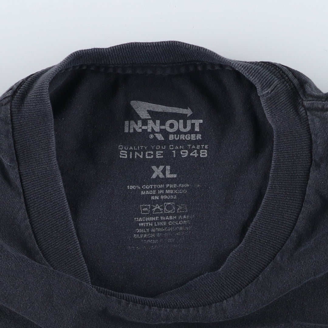 IN-N-OUT BURGER In-and-Out Burger Advertising T-shirt Men's XL size cotton black type Vintage Second Hand