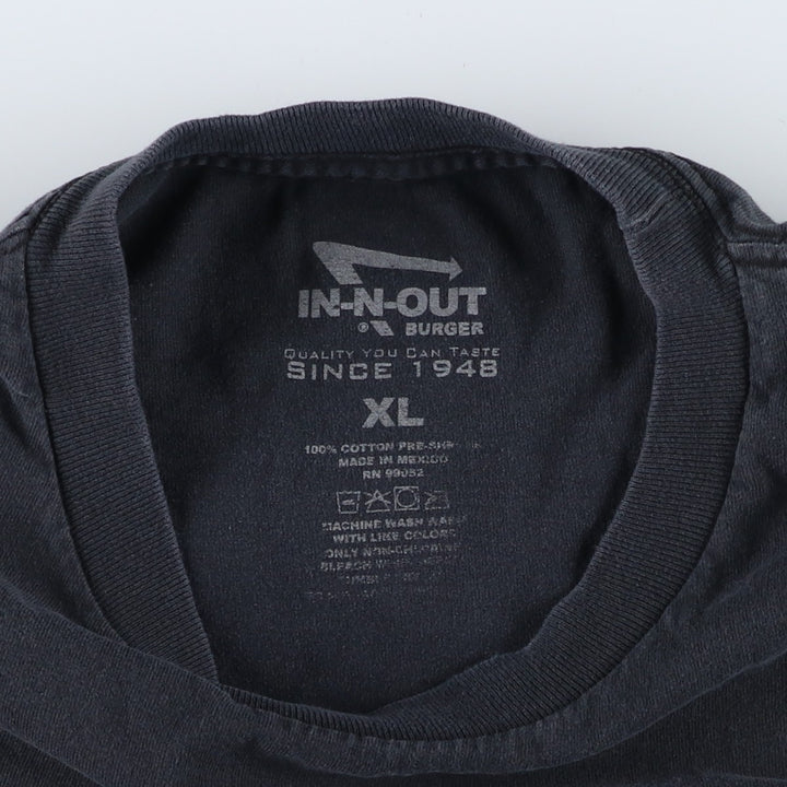 IN-N-OUT BURGER In-and-Out Burger Advertising T-shirt Men's XL size cotton black type Vintage Second Hand