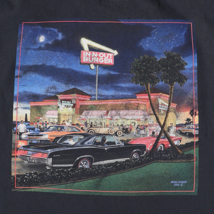 IN-N-OUT BURGER In-and-Out Burger Advertising T-shirt Men's XL size cotton black type Vintage Second Hand