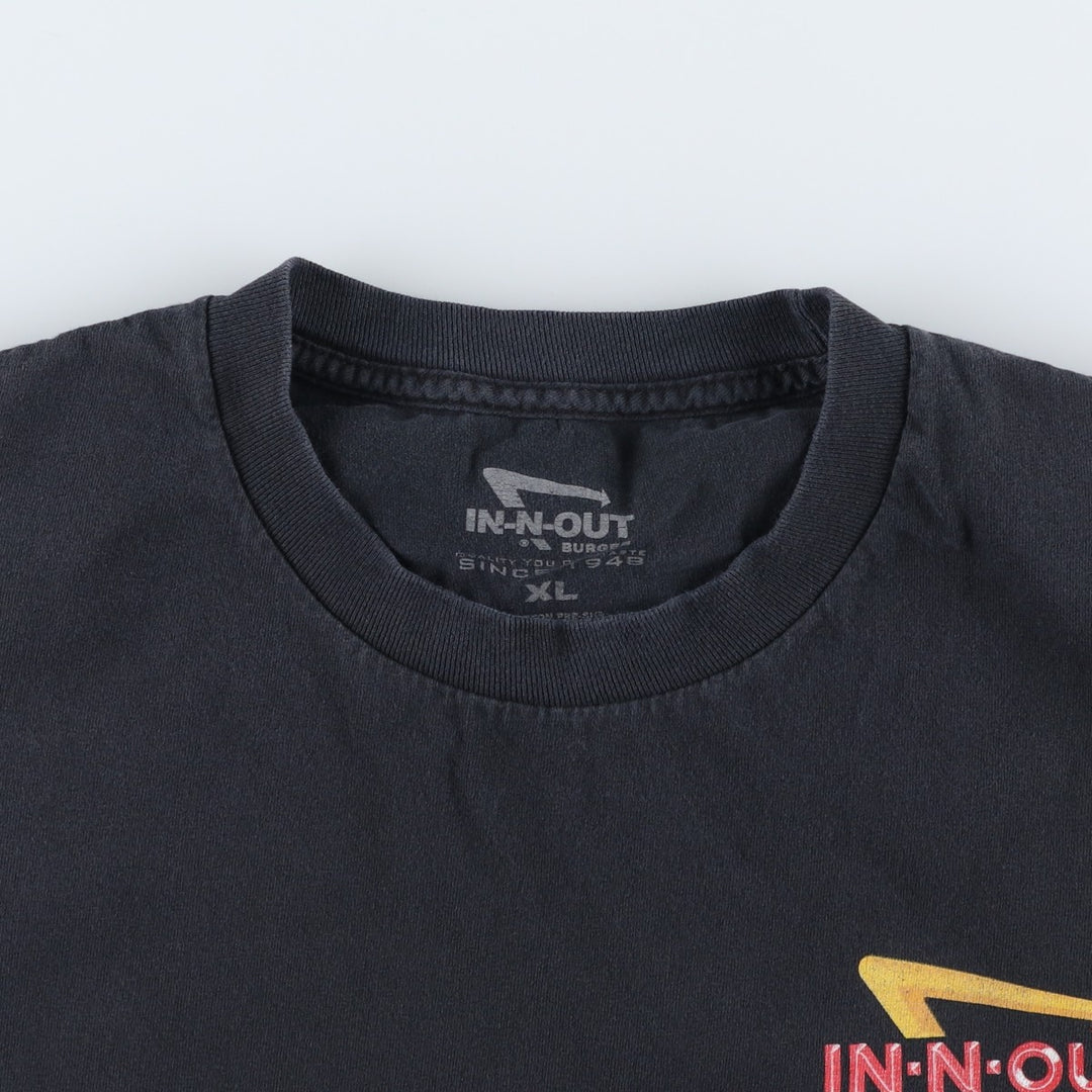 IN-N-OUT BURGER In-and-Out Burger Advertising T-shirt Men's XL size cotton black type Vintage Second Hand