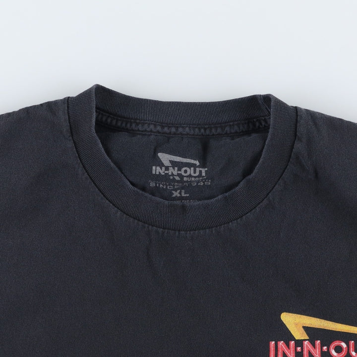 IN-N-OUT BURGER In-and-Out Burger Advertising T-shirt Men's XL size cotton black type Vintage Second Hand