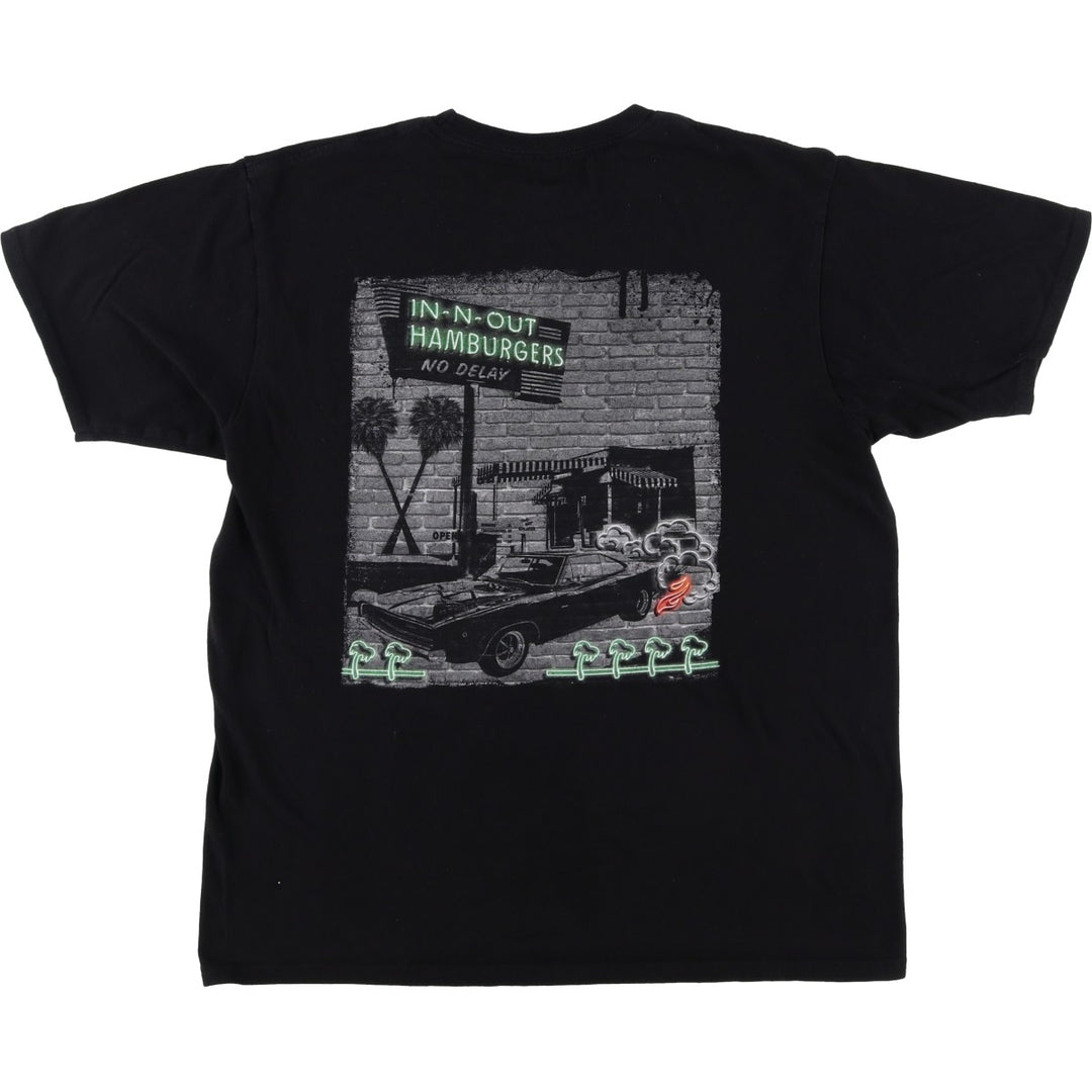 IN-N-OUT BURGER In-N-Out Burger Advertising T-shirt Made in USA Men's L size cotton black type Vintage Second Hand
