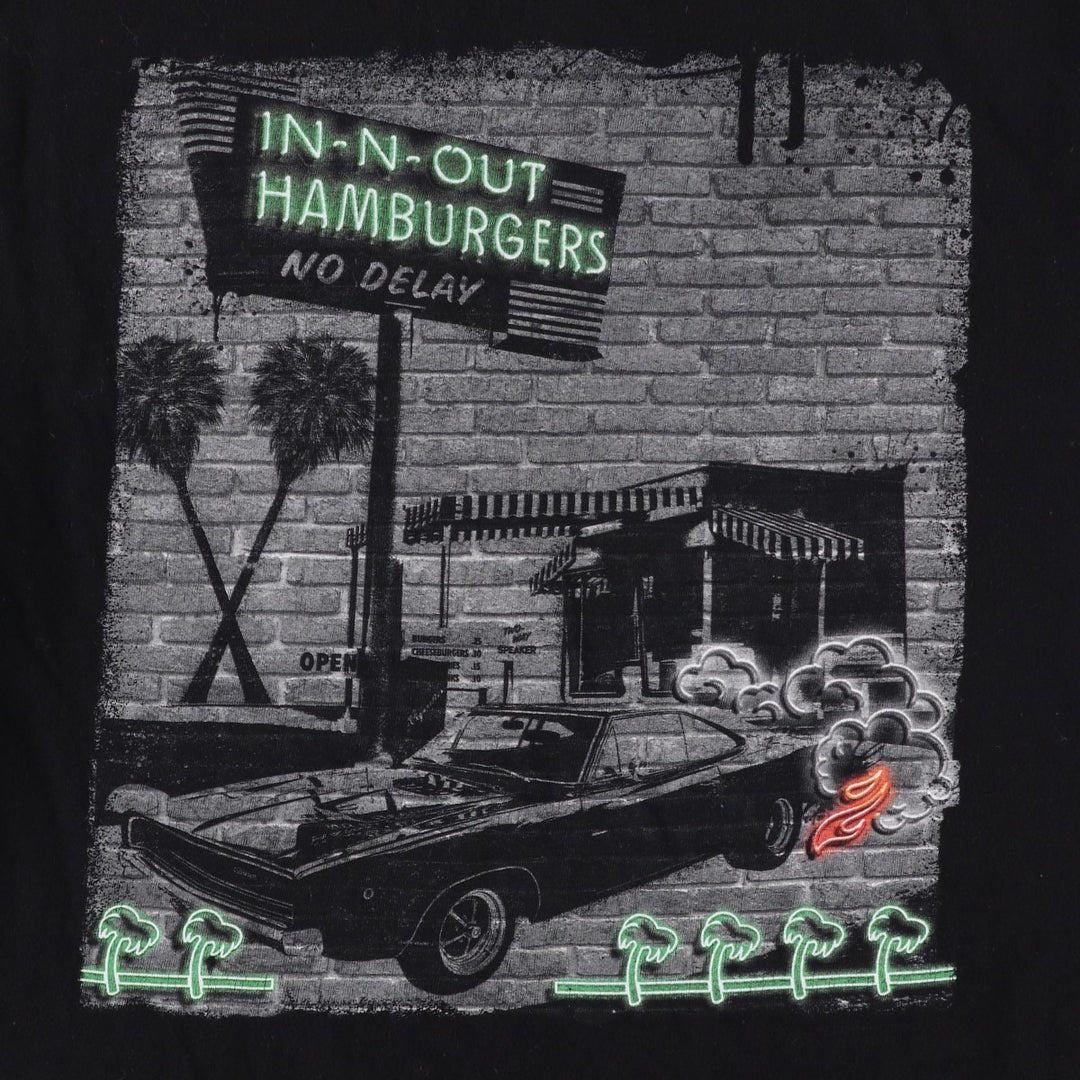 IN-N-OUT BURGER In-N-Out Burger Advertising T-shirt Made in USA Men's L size cotton black type Vintage Second Hand
