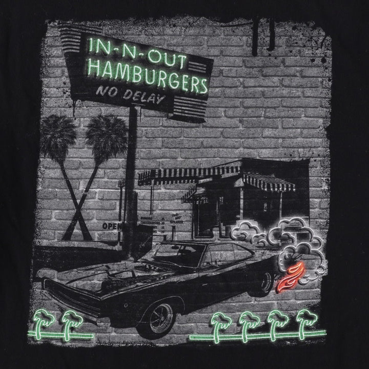 IN-N-OUT BURGER In-N-Out Burger Advertising T-shirt Made in USA Men's L size cotton black type Vintage Second Hand