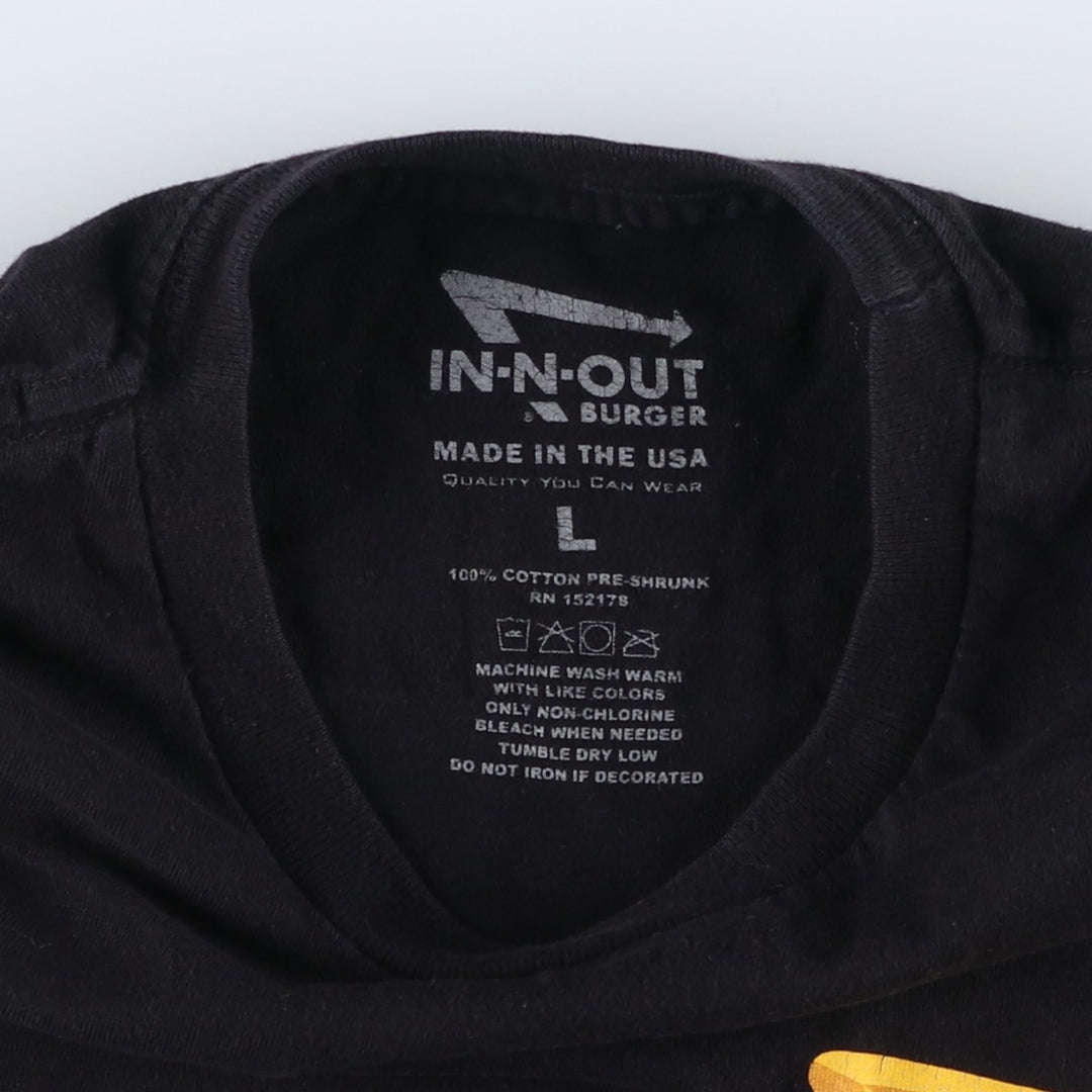IN-N-OUT BURGER In-N-Out Burger Advertising T-shirt Made in USA Men's L size cotton black type Vintage Second Hand