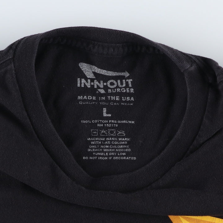 IN-N-OUT BURGER In-N-Out Burger Advertising T-shirt Made in USA Men's L size cotton black type Vintage Second Hand