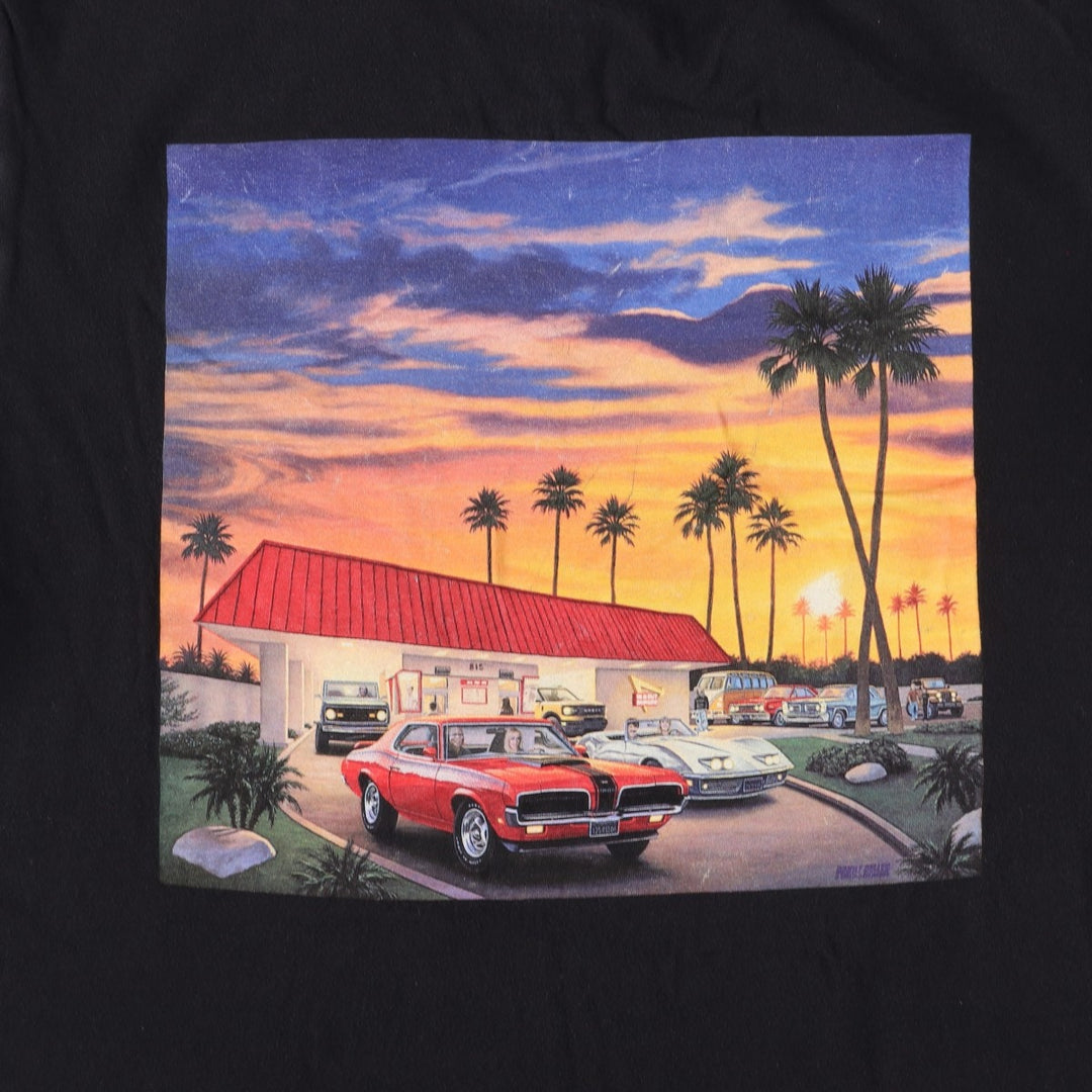 IN-N-OUT BURGER In-N-Out Burger Advertising T-shirt Made in USA Men's L size cotton black type Vintage Second Hand