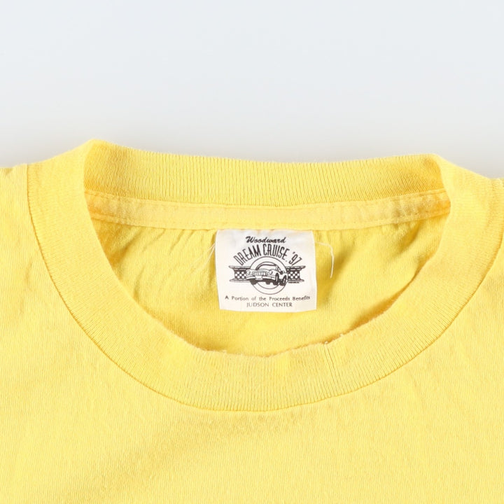 90'S Woodward Dream Cruise '97 Advertising T-Shirt, Made in USA, Men's XXL equivalent, Vintage cotton yellow type Vintage Second Hand