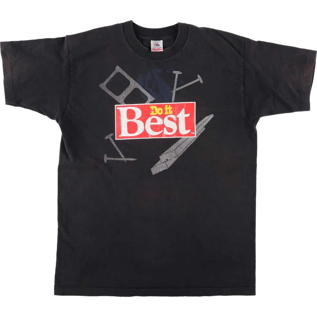 90'S Fruit of the Loom DO IT BEST advertising T-shirt, Made in USA, Men's size L equivalent, Vintage cotton black type Vintage Second Hand