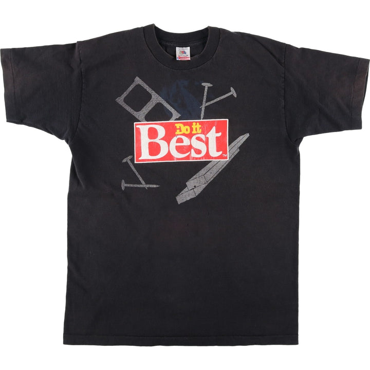 90'S Fruit of the Loom DO IT BEST advertising T-shirt, Made in USA, Men's size L equivalent, Vintage cotton black type Vintage Second Hand