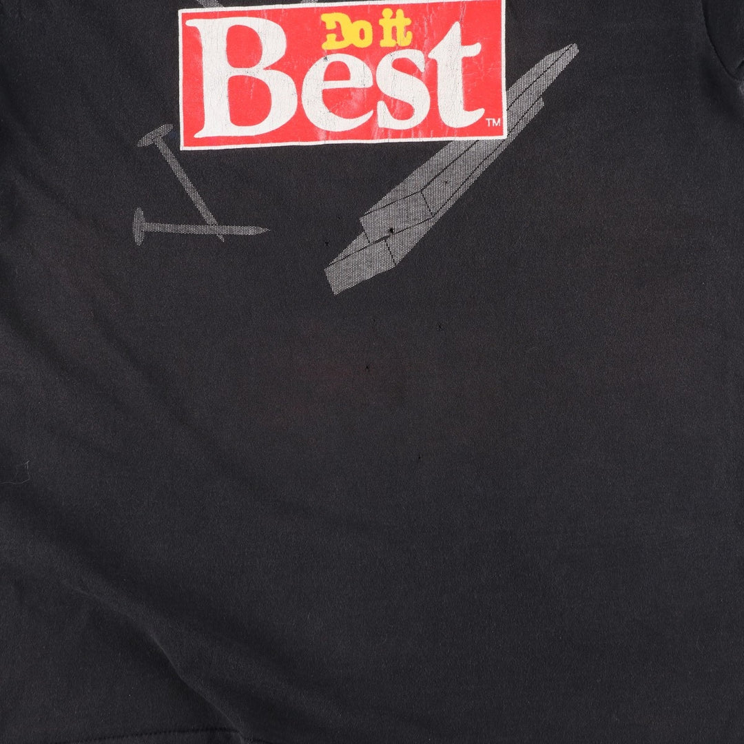 90'S Fruit of the Loom DO IT BEST advertising T-shirt, Made in USA, Men's size L equivalent, Vintage cotton black type Vintage Second Hand