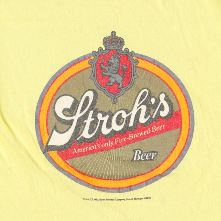 80'S Sneakers Strah's Advertising T-Shirt, Made in USA, Men's Size L (Equivalent), Vintage cotton yellow type Vintage Second Hand