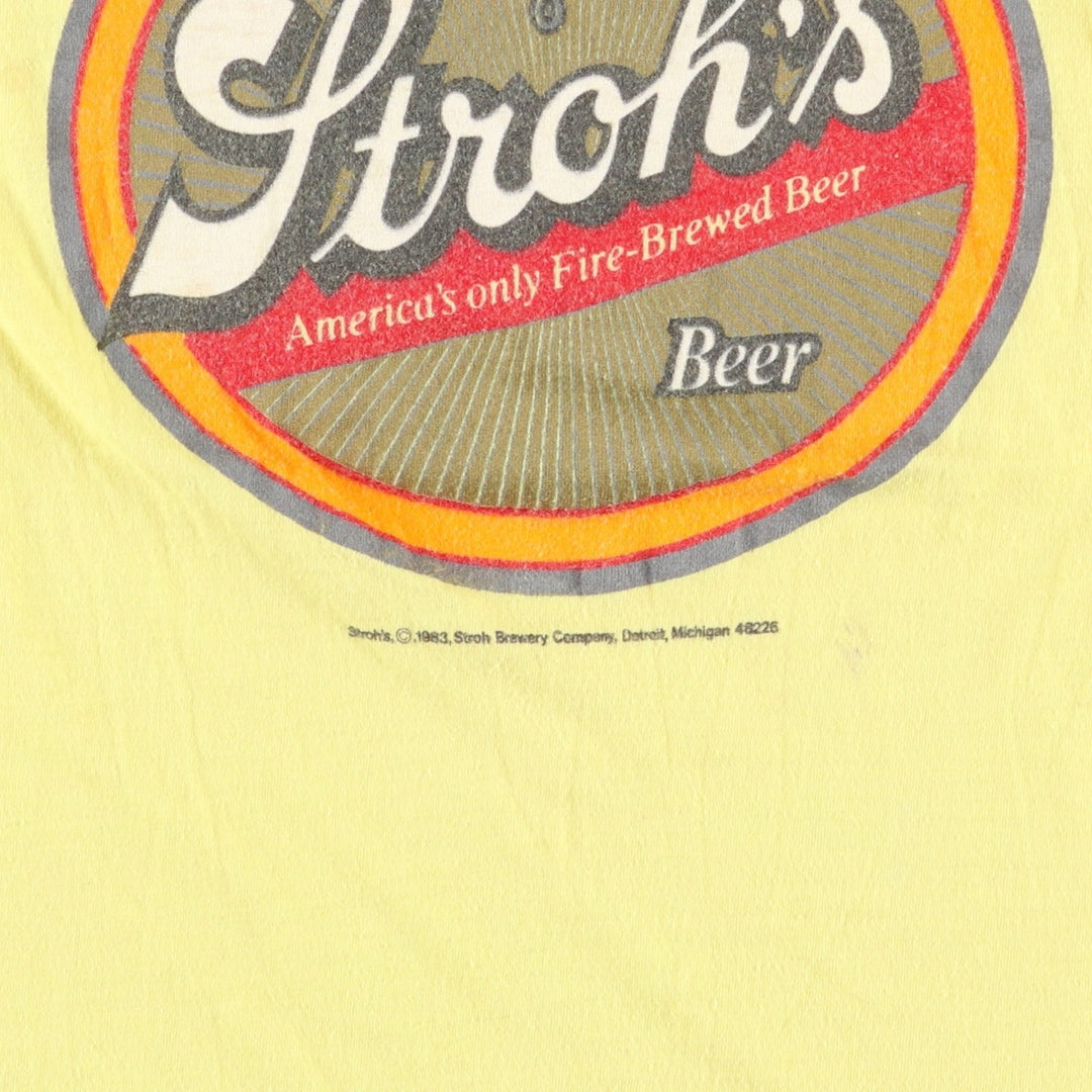 80'S Sneakers Strah's Advertising T-Shirt, Made in USA, Men's Size L (Equivalent), Vintage cotton yellow type Vintage Second Hand