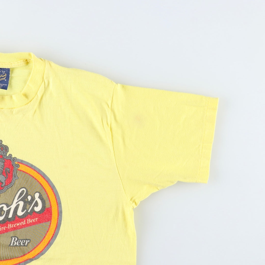 80'S Sneakers Strah's Advertising T-Shirt, Made in USA, Men's Size L (Equivalent), Vintage cotton yellow type Vintage Second Hand