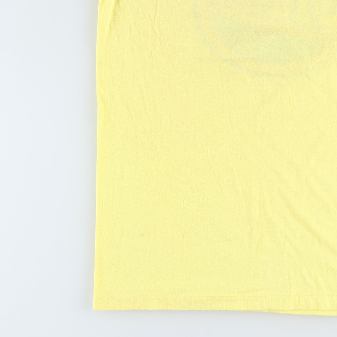 80'S Sneakers Strah's Advertising T-Shirt, Made in USA, Men's Size L (Equivalent), Vintage cotton yellow type Vintage Second Hand