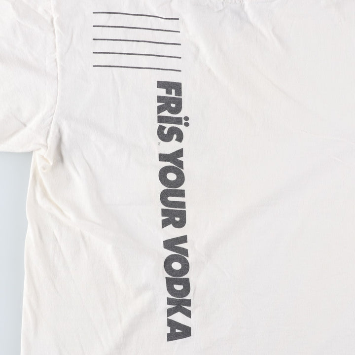 90'S Anvil Frisbee Vodka Scandia Advertising T-Shirt, Made in USA, Men's Size L (approx.), Vintage cotton white type Vintage Second Hand