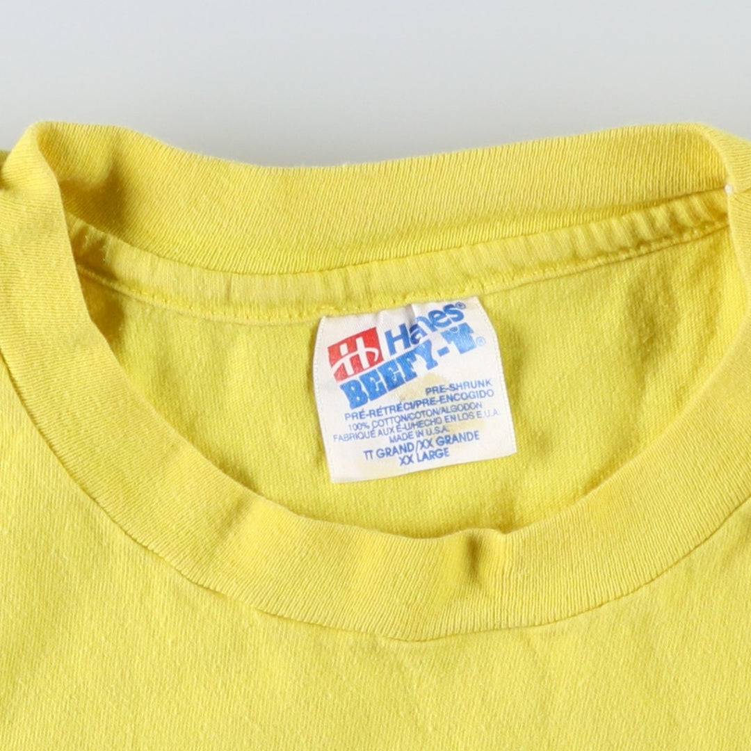 90'S Hanes ESKIMO JOE'S Advertising T-Shirt, Made in USA, Men's XXL equivalent, Vintage cotton yellow type Vintage Second Hand