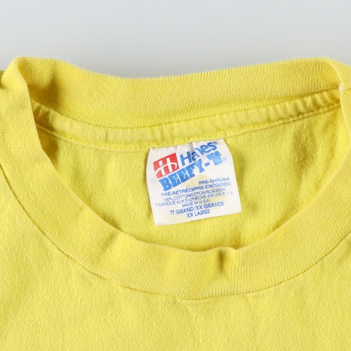 90'S Hanes ESKIMO JOE'S Advertising T-Shirt, Made in USA, Men's XXL equivalent, Vintage cotton yellow type Vintage Second Hand
