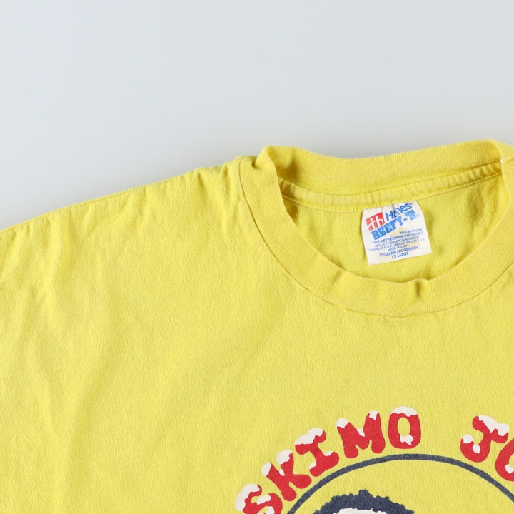90'S Hanes ESKIMO JOE'S Advertising T-Shirt, Made in USA, Men's XXL equivalent, Vintage cotton yellow type Vintage Second Hand