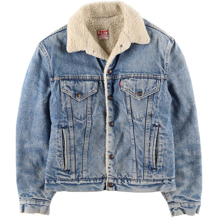 ~1990'S Levi's 70608-0216 Denim Boa Jacket, Made in USA, Men's Size M (Equivalent), Vintage cotton blue type Vintage Second Hand