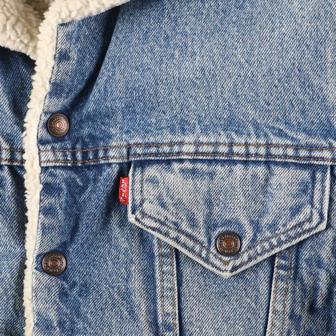 ~1990'S Levi's 70608-0216 Denim Boa Jacket, Made in USA, Men's Size M (Equivalent), Vintage cotton blue type Vintage Second Hand