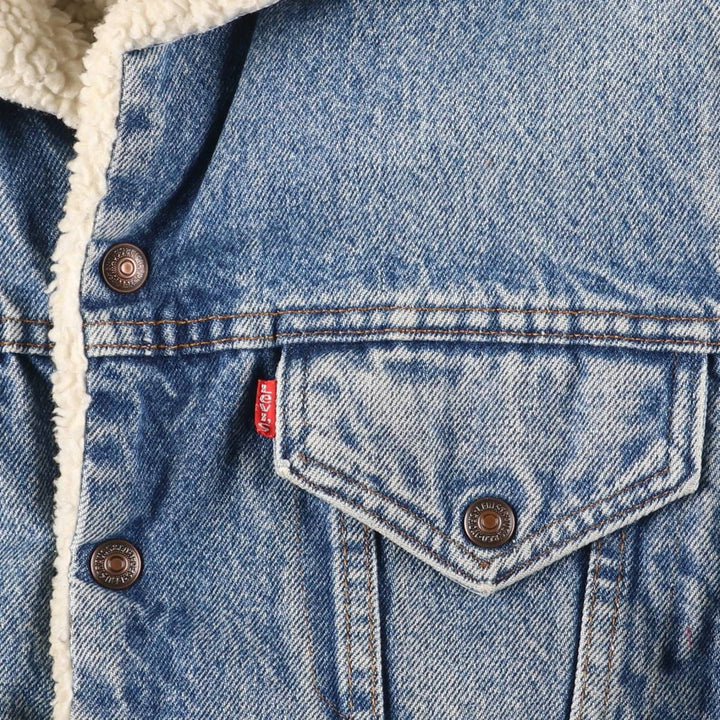 ~1990'S Levi's 70608-0216 Denim Boa Jacket, Made in USA, Men's Size M (Equivalent), Vintage cotton blue type Vintage Second Hand