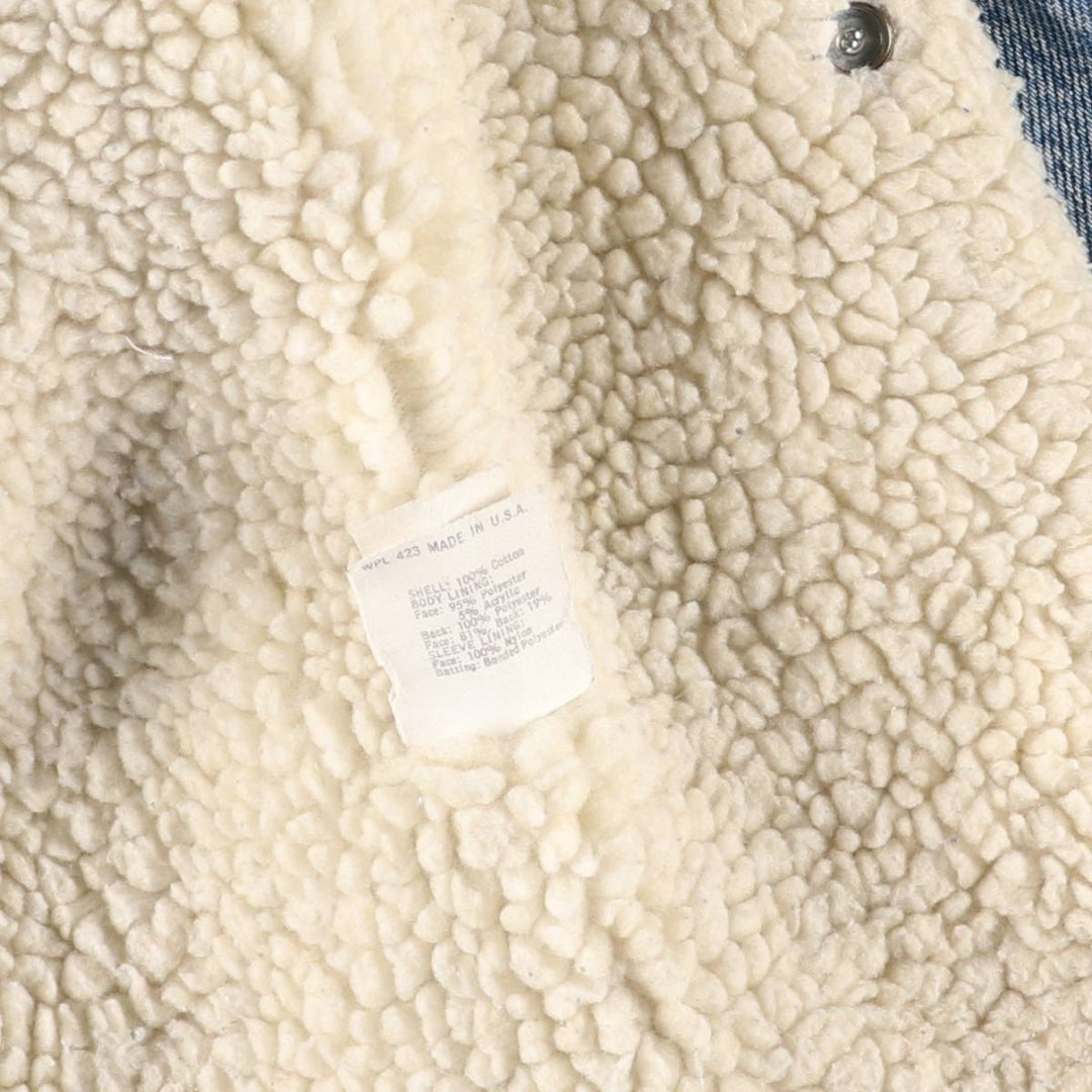 ~1990'S Levi's 70608-0216 Denim Boa Jacket, Made in USA, Men's Size M (Equivalent), Vintage cotton blue type Vintage Second Hand