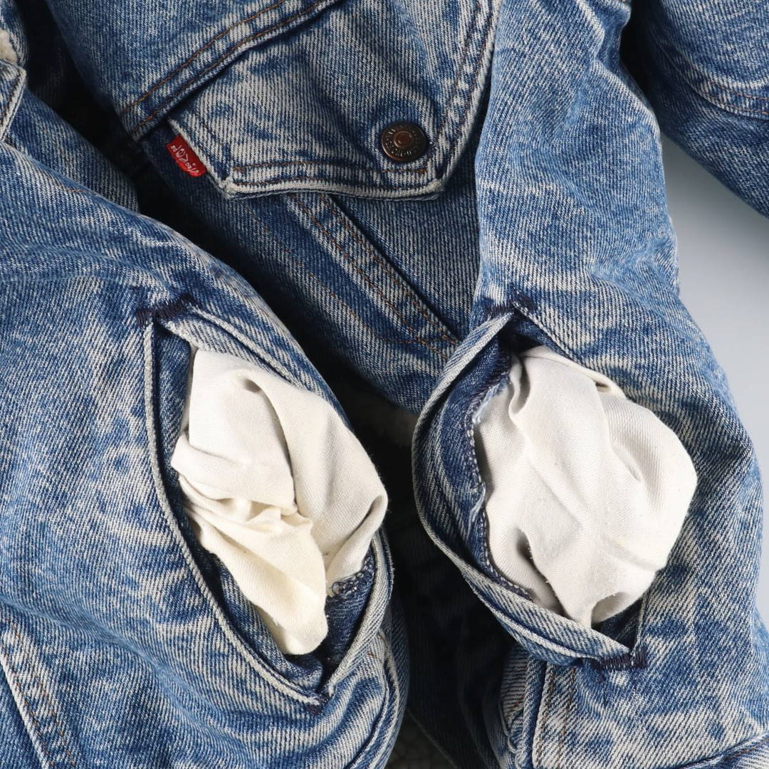 ~1990'S Levi's 70608-0216 Denim Boa Jacket, Made in USA, Men's Size M (Equivalent), Vintage cotton blue type Vintage Second Hand