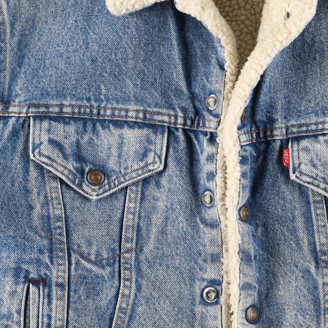 ~1990'S Levi's 70608-0216 Denim Boa Jacket, Made in USA, Men's Size M (Equivalent), Vintage cotton blue type Vintage Second Hand