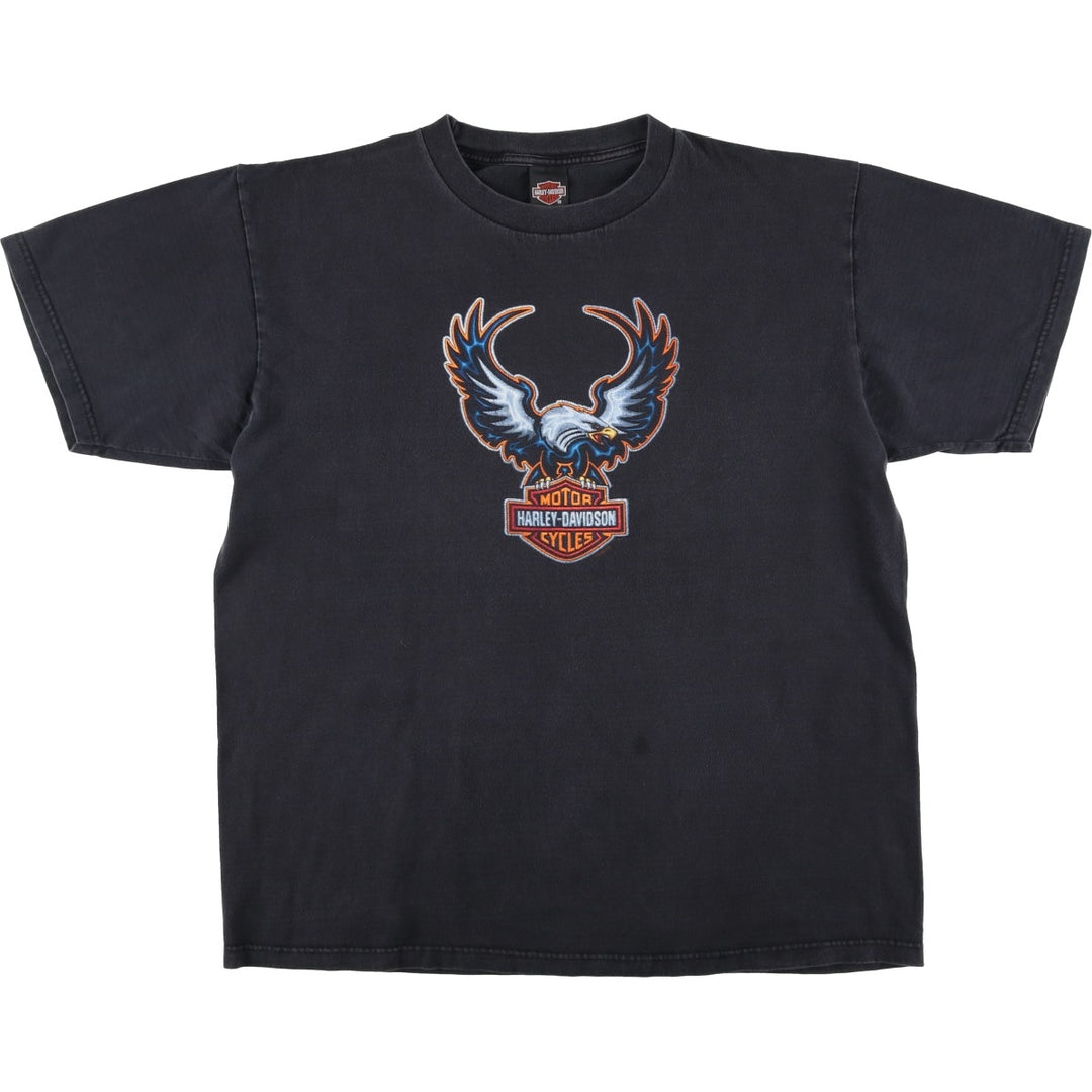 90'S Harley Davidson Eagle Pattern Motorcycle Bike T-shirt Made in USA Men's XL Vintage cotton Charcoal Vintage Second Hand