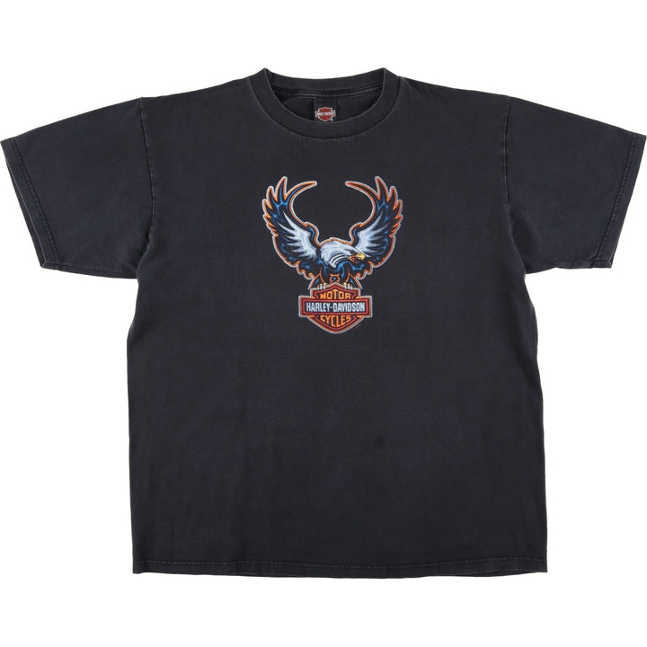90'S Harley Davidson Eagle Pattern Motorcycle Bike T-shirt Made in USA Men's XL Vintage cotton Charcoal Vintage Second Hand