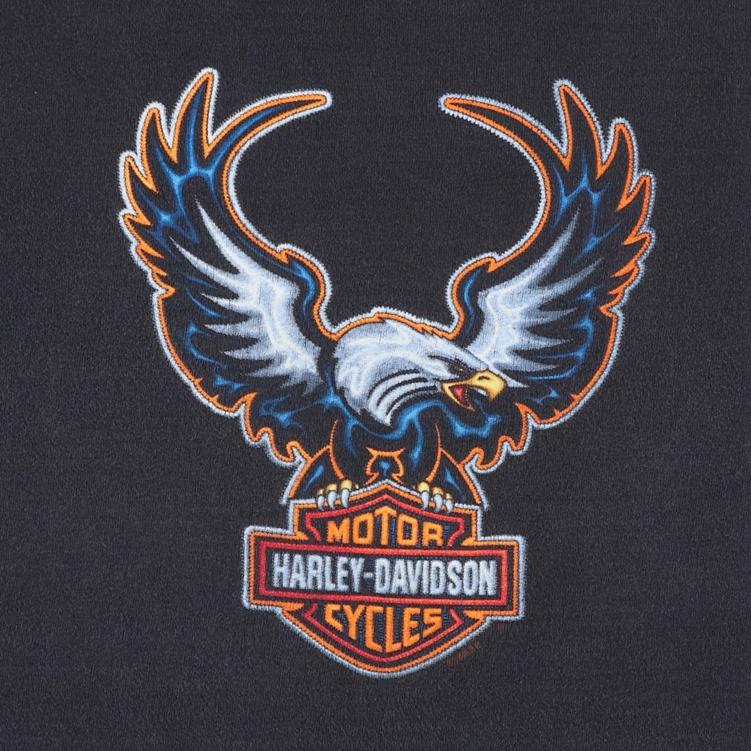 90'S Harley Davidson Eagle Pattern Motorcycle Bike T-shirt Made in USA Men's XL Vintage cotton Charcoal Vintage Second Hand