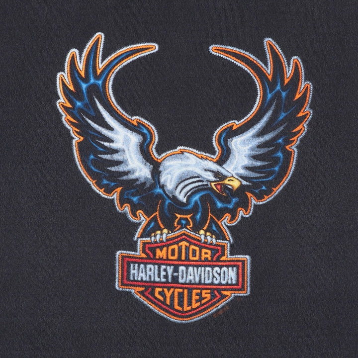 90'S Harley Davidson Eagle Pattern Motorcycle Bike T-shirt Made in USA Men's XL Vintage cotton Charcoal Vintage Second Hand
