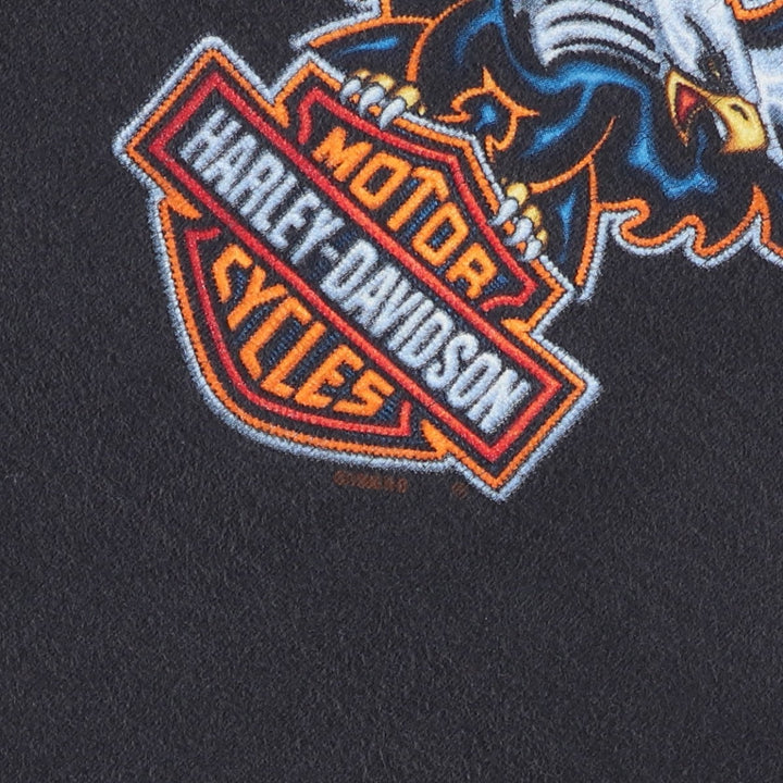 90'S Harley Davidson Eagle Pattern Motorcycle Bike T-shirt Made in USA Men's XL Vintage cotton Charcoal Vintage Second Hand