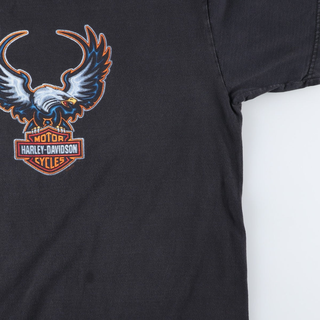 90'S Harley Davidson Eagle Pattern Motorcycle Bike T-shirt Made in USA Men's XL Vintage cotton Charcoal Vintage Second Hand