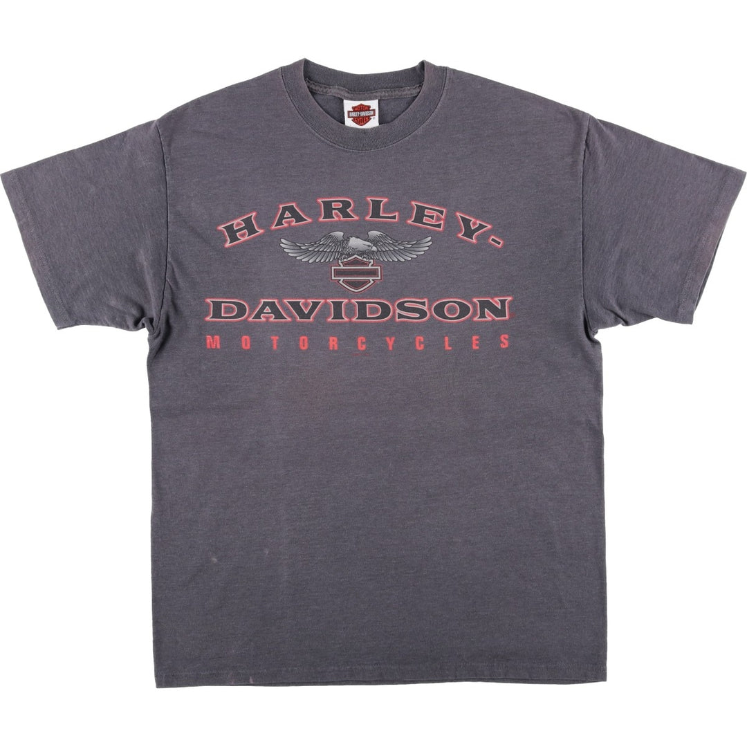 Harley-Davidson Eagle Pattern Motorcycle Bike T-shirt Men's L size cotton gray type Vintage Second Hand