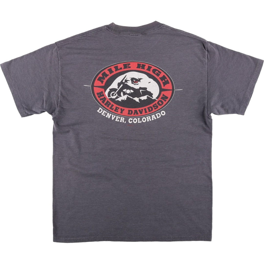 Harley-Davidson Eagle Pattern Motorcycle Bike T-shirt Men's L size cotton gray type Vintage Second Hand
