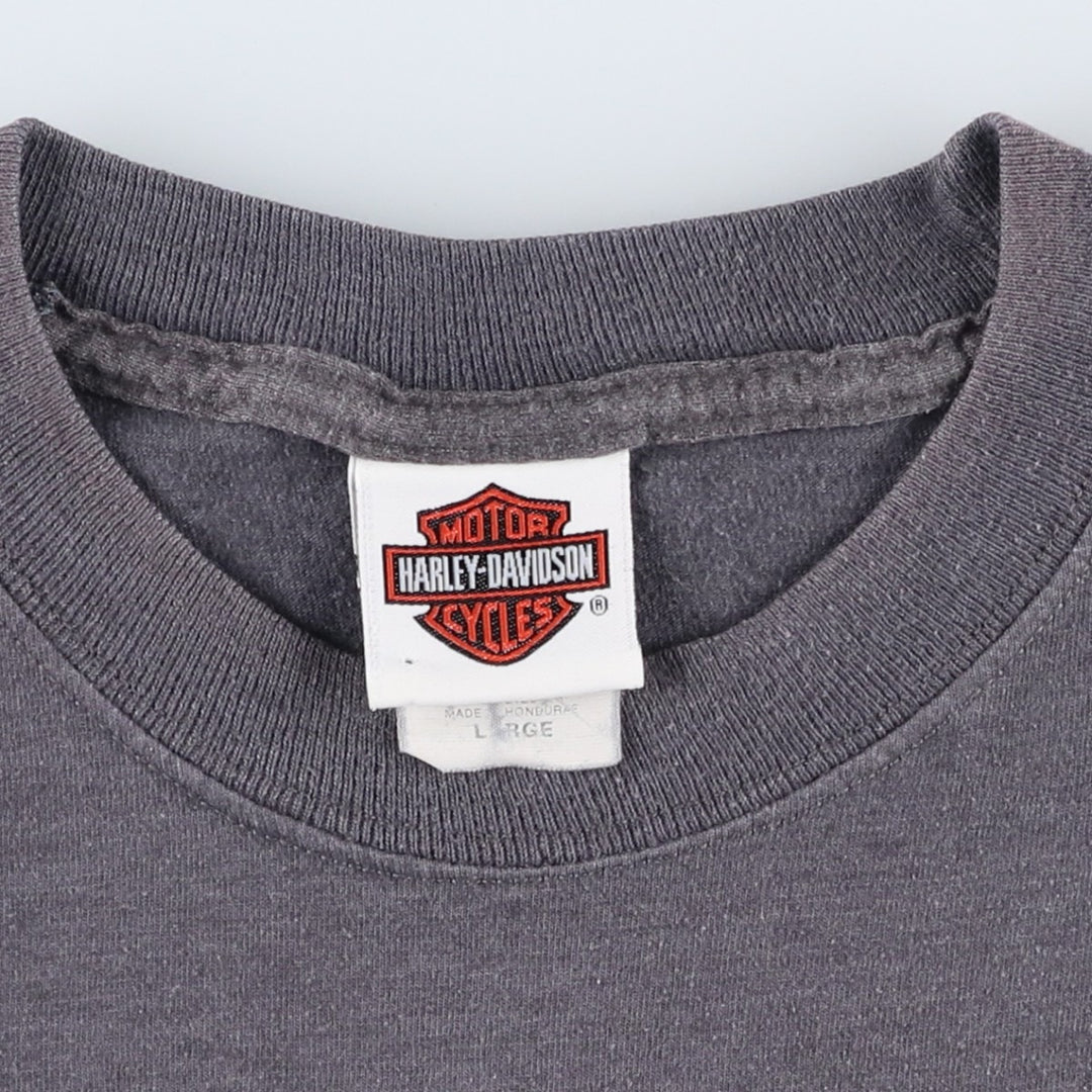 Harley-Davidson Eagle Pattern Motorcycle Bike T-shirt Men's L size cotton gray type Vintage Second Hand