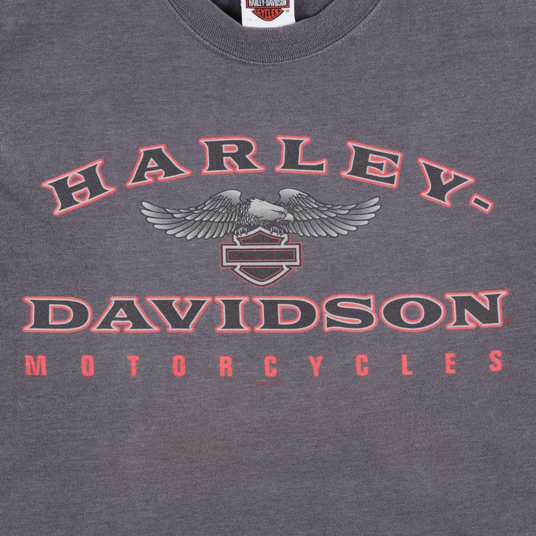 Harley-Davidson Eagle Pattern Motorcycle Bike T-shirt Men's L size cotton gray type Vintage Second Hand