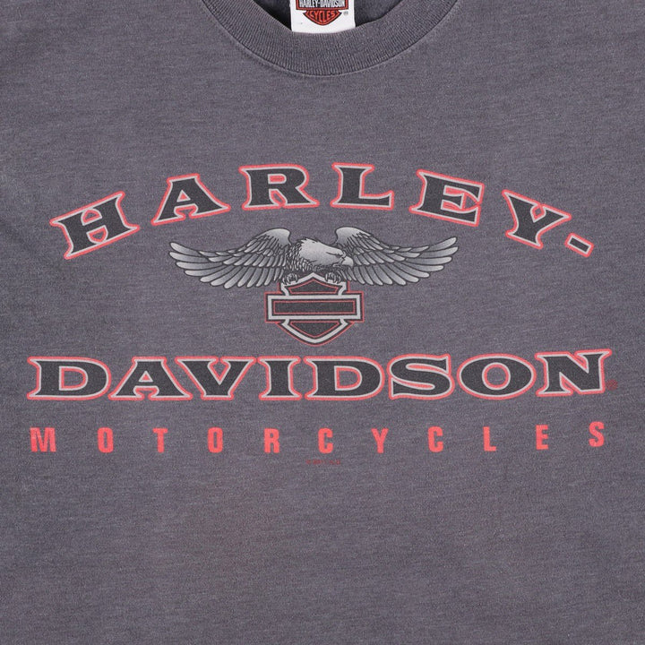 Harley-Davidson Eagle Pattern Motorcycle Bike T-shirt Men's L size cotton gray type Vintage Second Hand