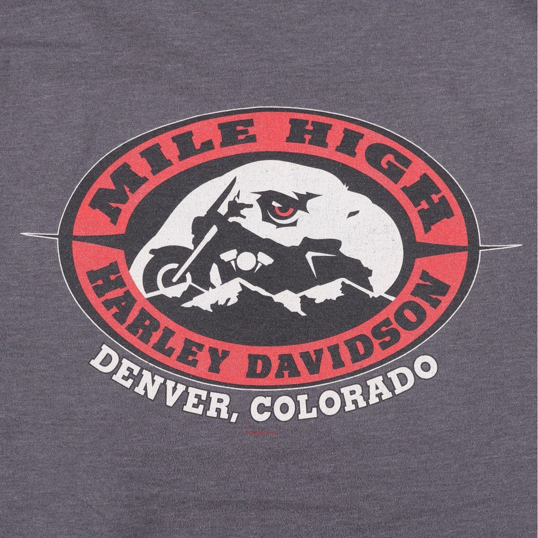 Harley-Davidson Eagle Pattern Motorcycle Bike T-shirt Men's L size cotton gray type Vintage Second Hand