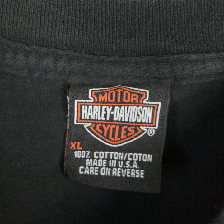 Harley Davidson Eagle Pattern Fire Pattern Motorcycle Bike T-shirt Made in USA Men's XL cotton black type Vintage Second Hand