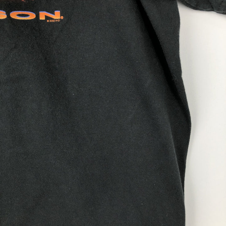 Harley Davidson Eagle Pattern Fire Pattern Motorcycle Bike T-shirt Made in USA Men's XL cotton black type Vintage Second Hand