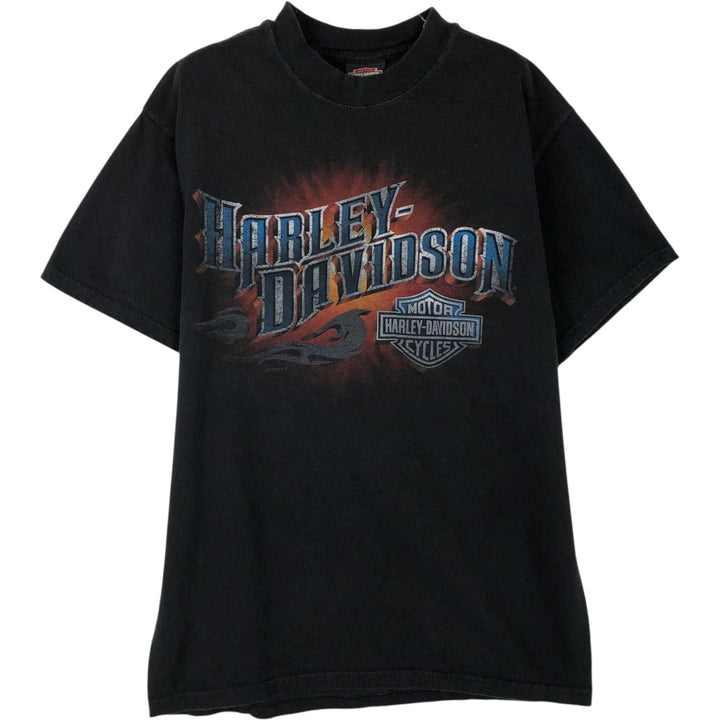 00'S Harley-Davidson Motorcycle Bike T-shirt Made in USA Men's M size cotton black type Vintage Second Hand