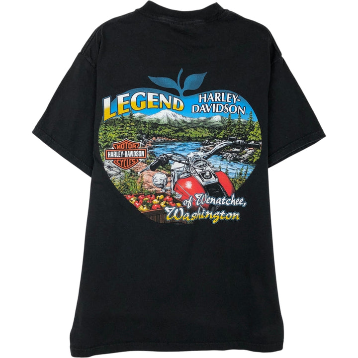 00'S Harley-Davidson Motorcycle Bike T-shirt Made in USA Men's M size cotton black type Vintage Second Hand