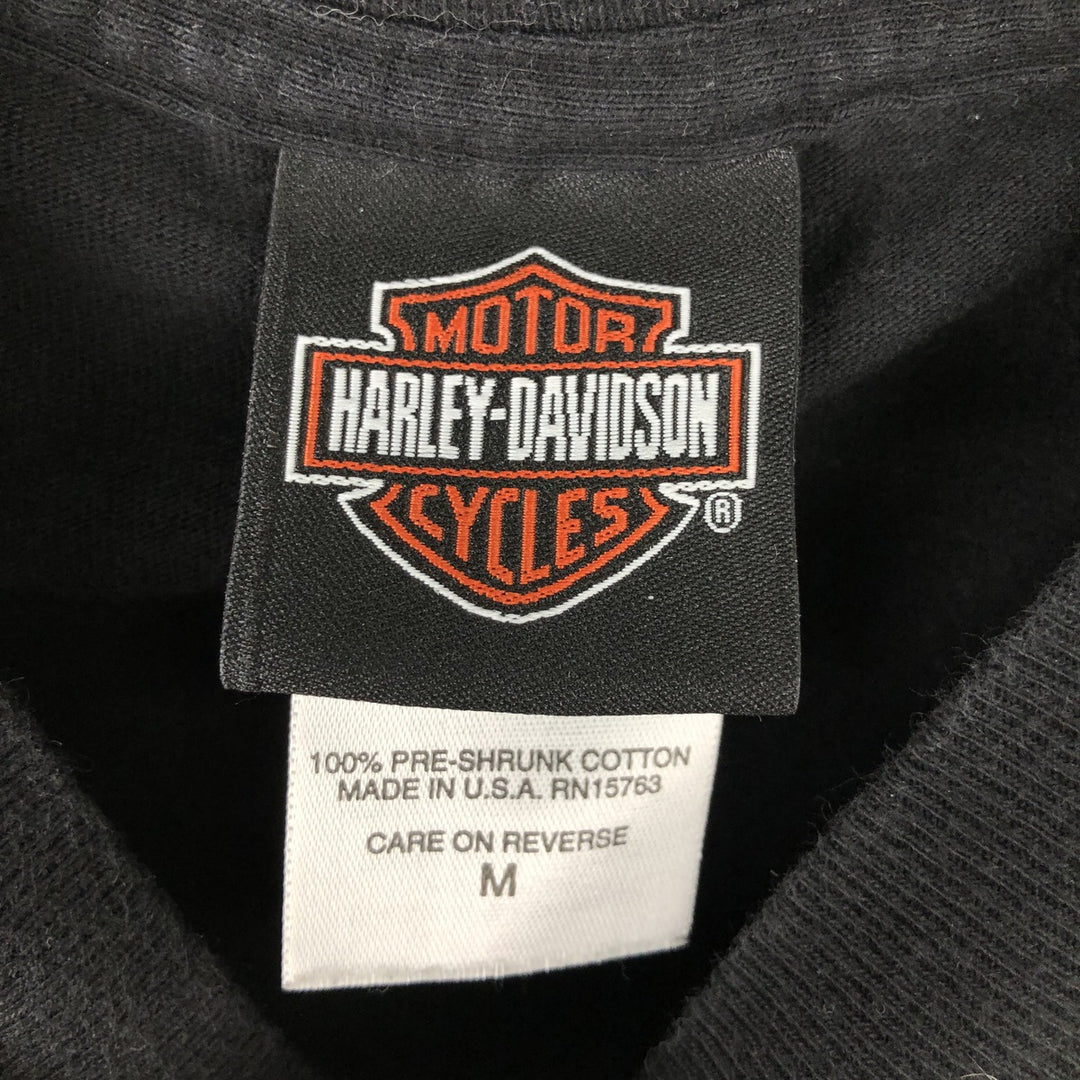 00'S Harley-Davidson Motorcycle Bike T-shirt Made in USA Men's M size cotton black type Vintage Second Hand