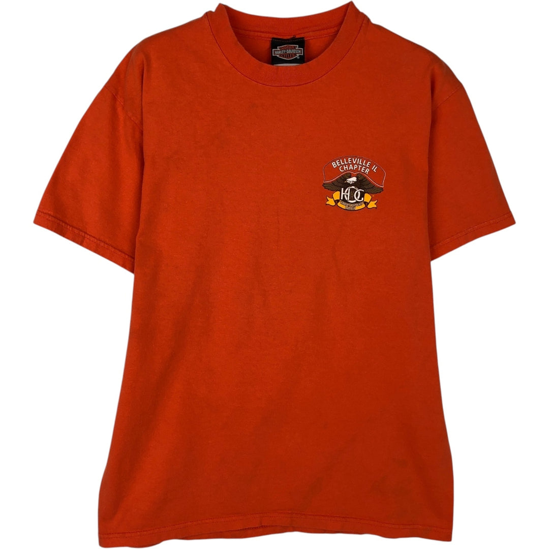 Harley-Davidson Eagle Pattern Motorcycle Bike T-shirt Made in USA Men's M size cotton orange type Vintage Second Hand
