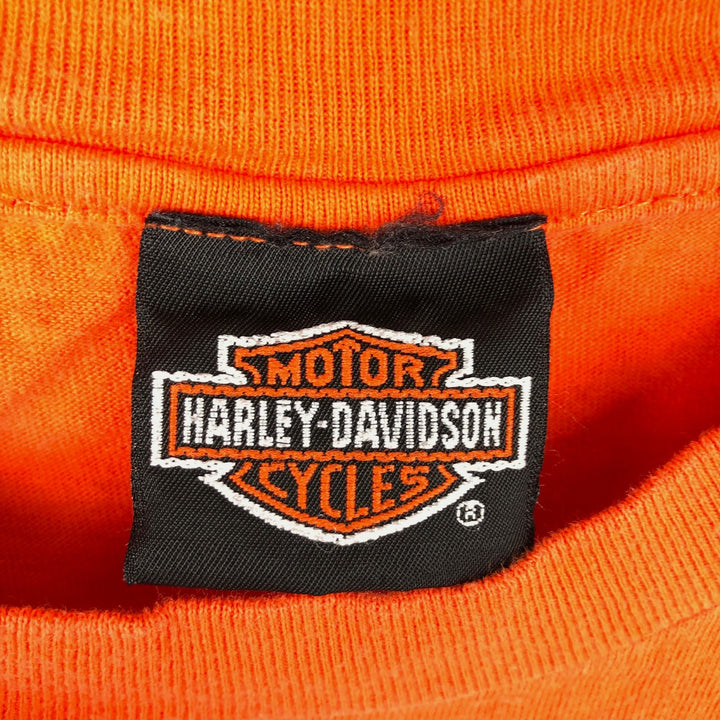 Harley-Davidson Eagle Pattern Motorcycle Bike T-shirt Made in USA Men's M size cotton orange type Vintage Second Hand